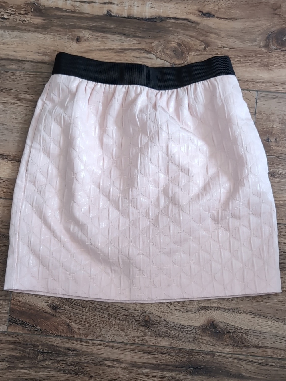 Ann Taylor X LOFT - Blush Pink Quilted Mini Skirt with Black Waistband